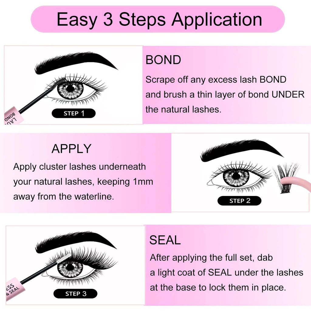 LAUBESS Lash Extension Kit 40D Clusters — DIY Waterproof Lashes Set
