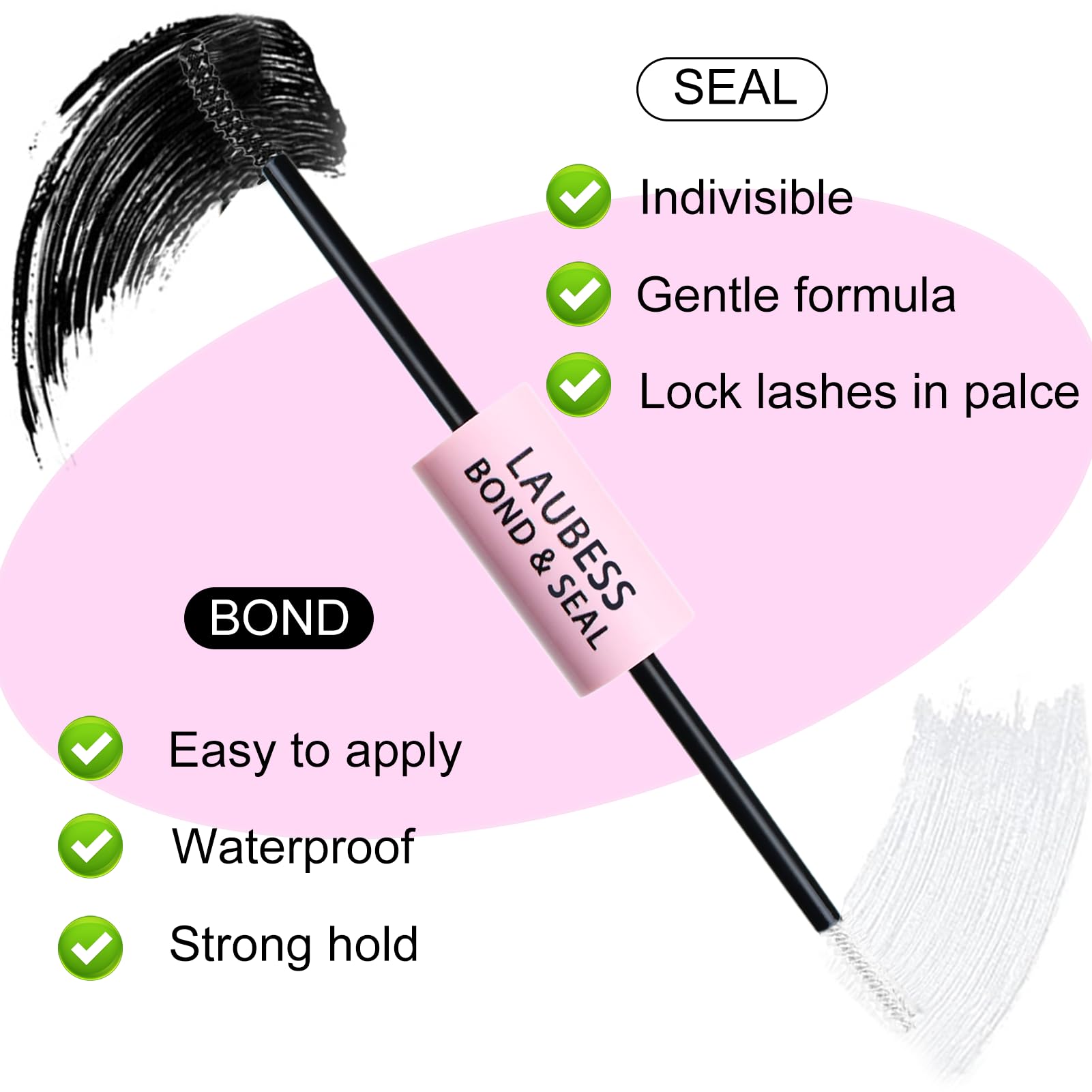 LAUBESS 3-in-1 Lash Glue, Bond & Seal with Remover – Waterproof; Eyelash Extensions (15ml) – Black