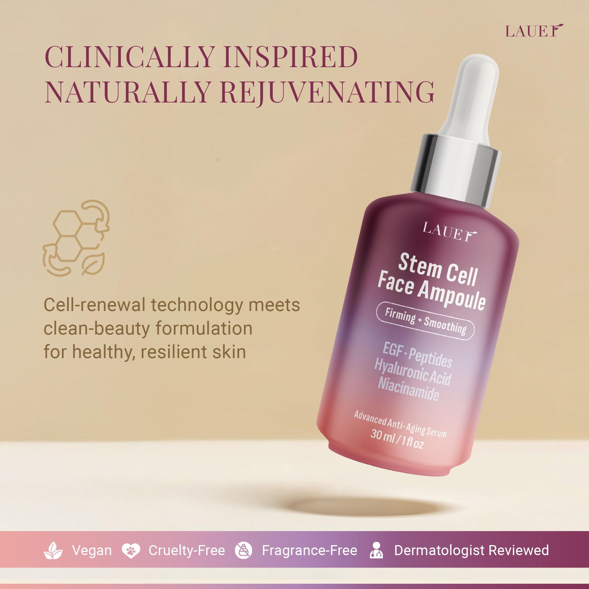 Lauer Cosmetic Stem Cell Face Ampoule – Firming & Smoothing Anti-Aging Serum