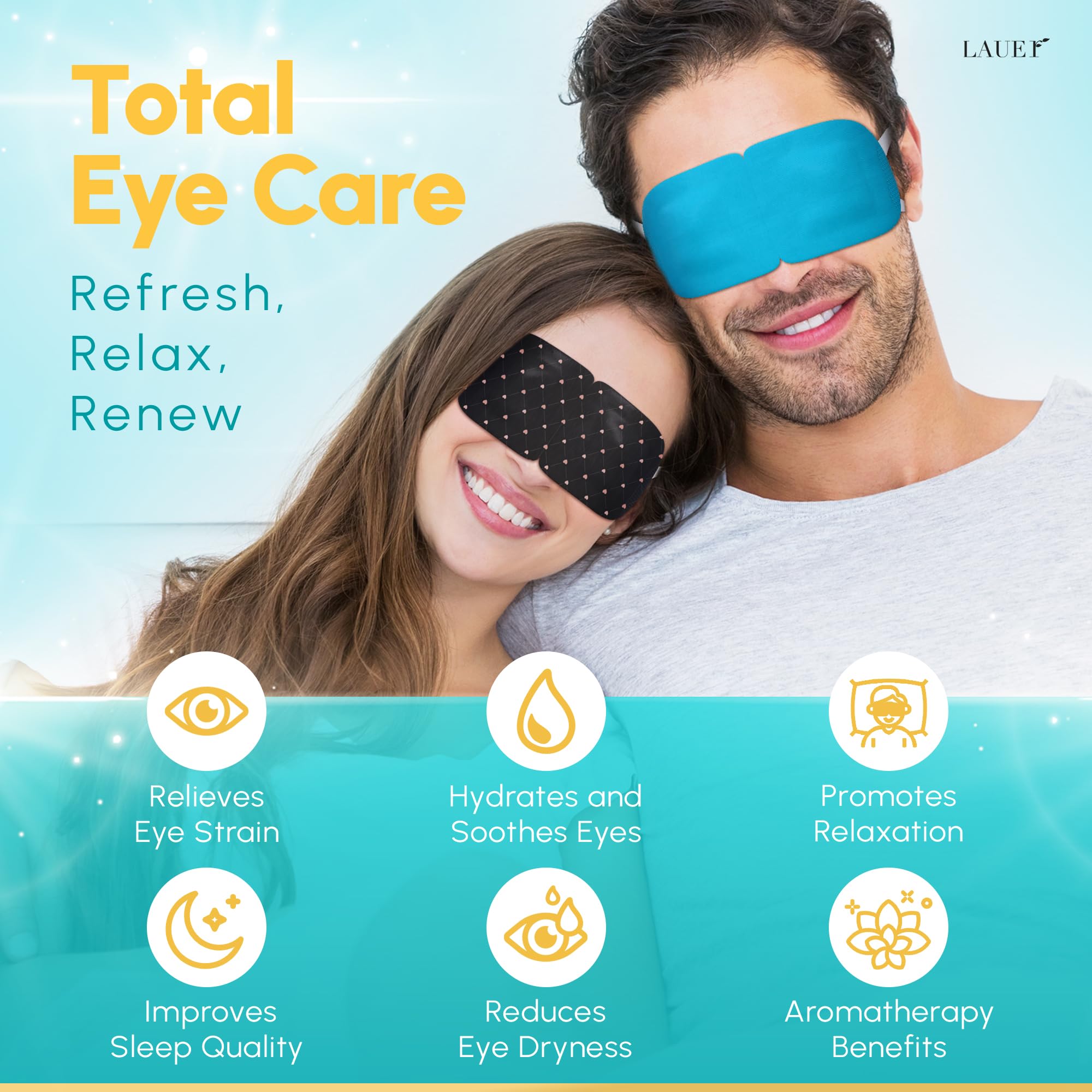 LAUER COSMETIC Heated Eye Steam Mask – Dry Eye Relief, 6-Scent Pack (Lavender, Chamomile, Green Tea, Mint, Mandarin Basilic, Unscented)