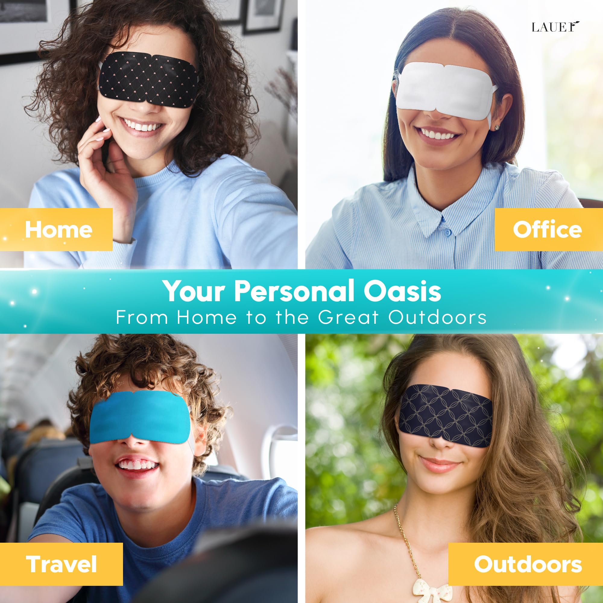 LAUER COSMETIC Heated Eye Steam Mask – Dry Eye Relief, 6-Scent Pack (Lavender, Chamomile, Green Tea, Mint, Mandarin Basilic, Unscented)