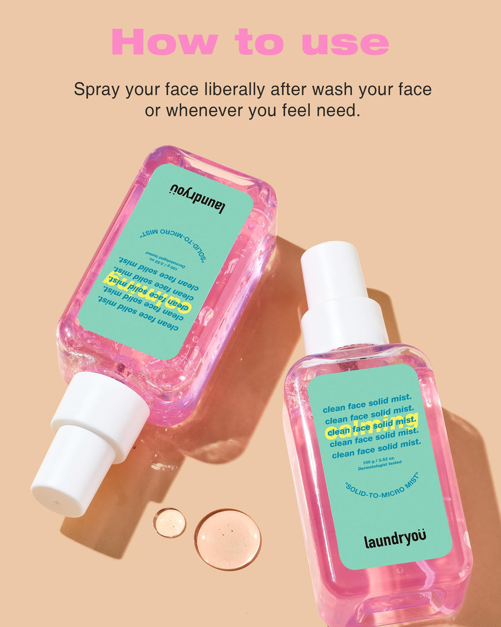LAUNDRYOU Clean Face Gel-To-Mist Hydrating Spray Serum for Redness Relief – Korean Skincare for Sensitive Skin