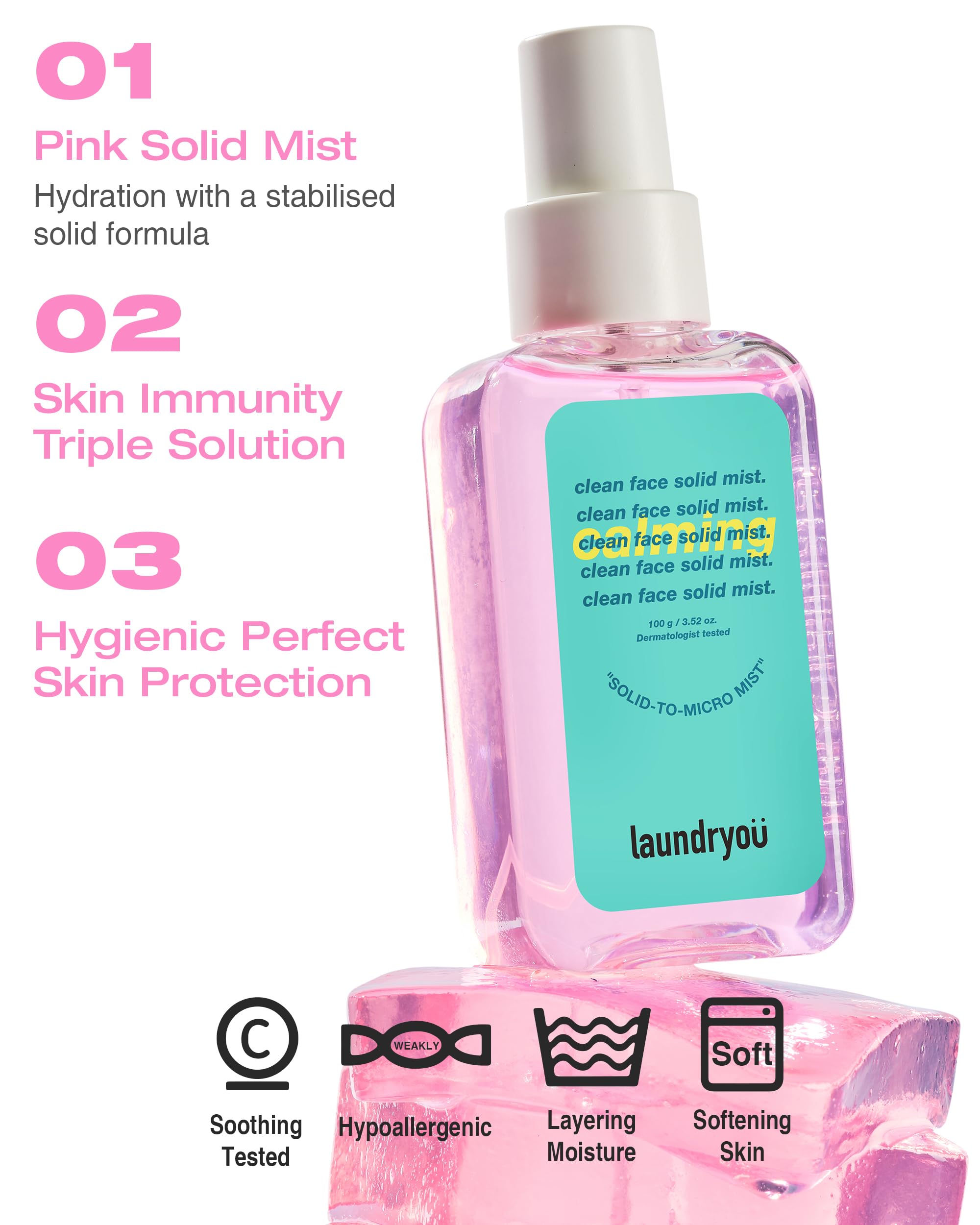 LAUNDRYOU Clean Face Gel-To-Mist Hydrating Spray Serum for Redness Relief – Korean Skincare for Sensitive Skin