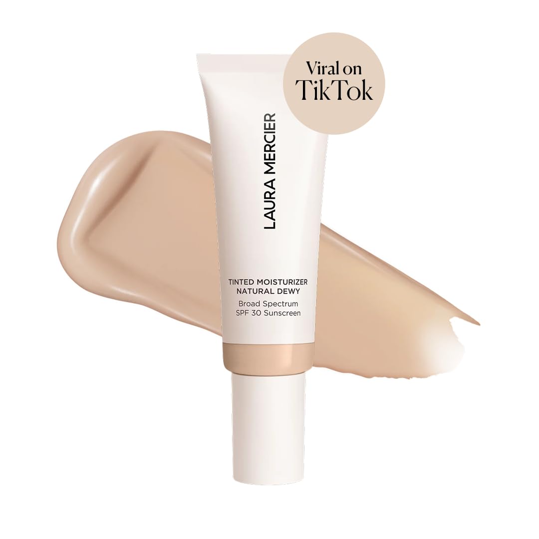 Laura Mercier Tinted Moisturizer Natural Dewy SPF 30 (Cameo) – 24HR Hydration & Sheer to Light Buildable Coverage