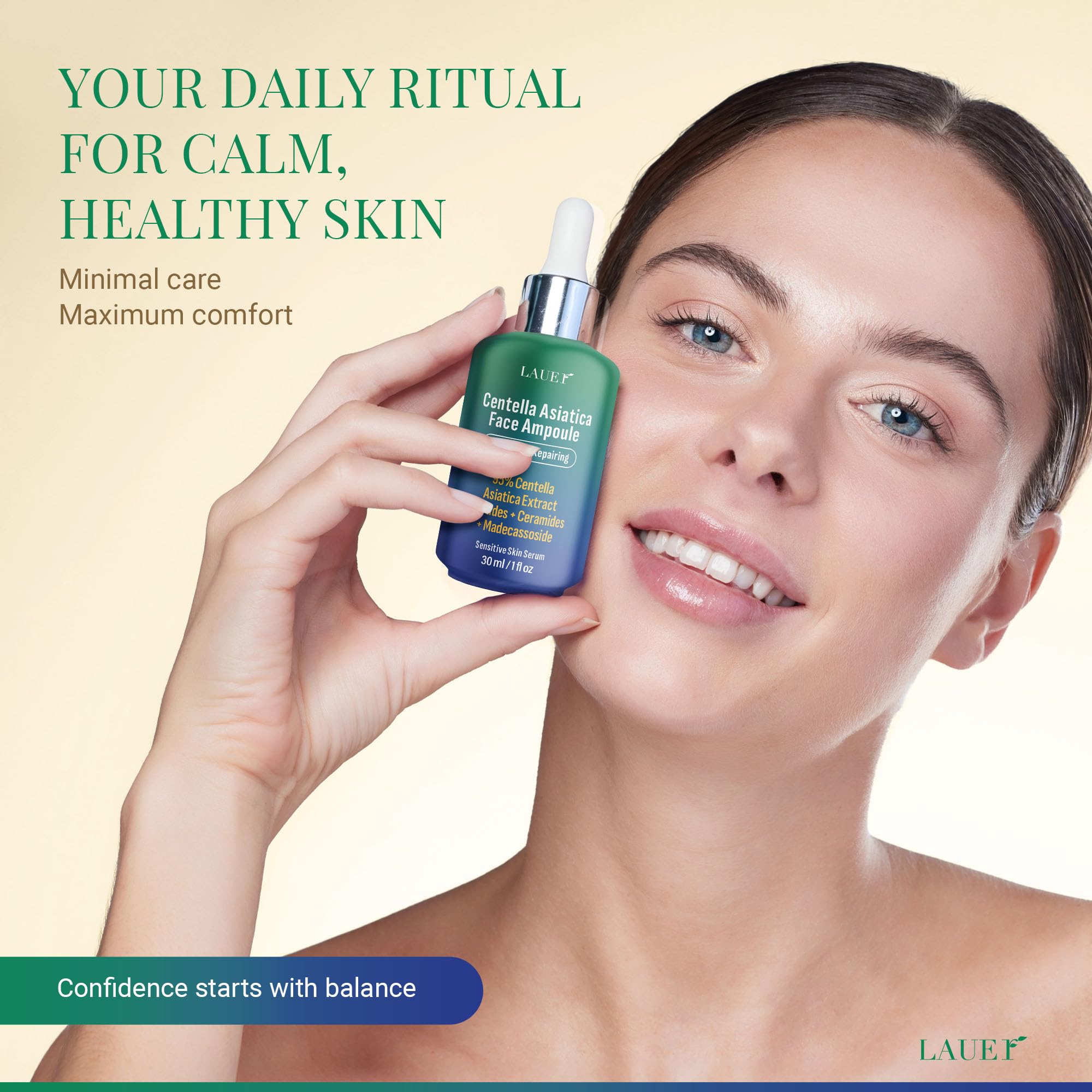 LAUER COSMETIC Centella Asiatica Ampoule Serum 95% Madagascar Extract – Redness Relief & Barrier Repair
