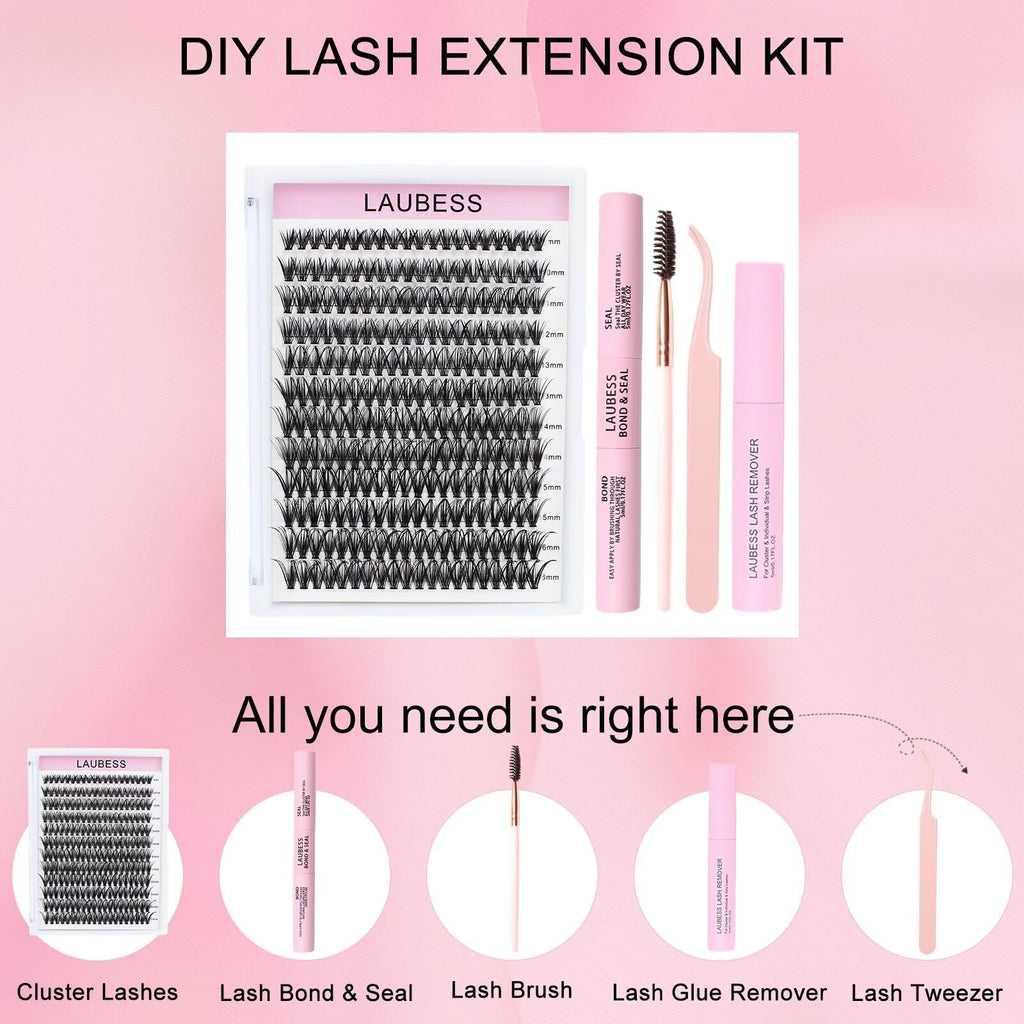 LAUBESS Lash Extension Kit 40D Clusters — DIY Waterproof Lashes Set