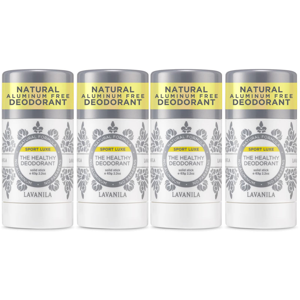 Lavanila Aluminum Free Sport Luxe Deodorant 4-Pack (2oz Each) – Triple Odor Protection, Fresh Scent, Vegan