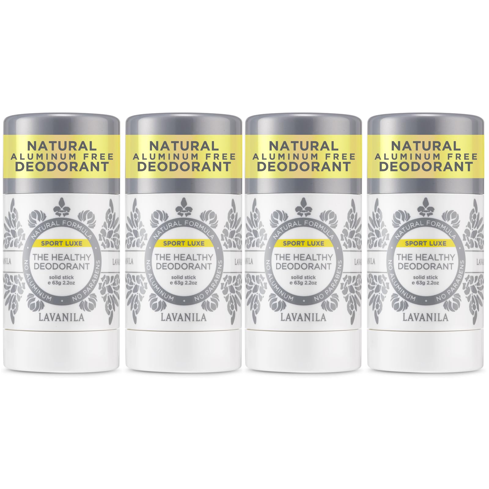 Lavanila Aluminum Free Sport Luxe Deodorant 4-Pack (2oz Each) – Triple Odor Protection, Fresh Scent, Vegan