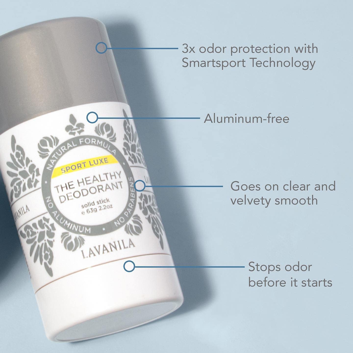 Lavanila Sport Luxe 2-Pack Aluminum-Free Deodorant for Men & Women – Vegan, Clean & Natural