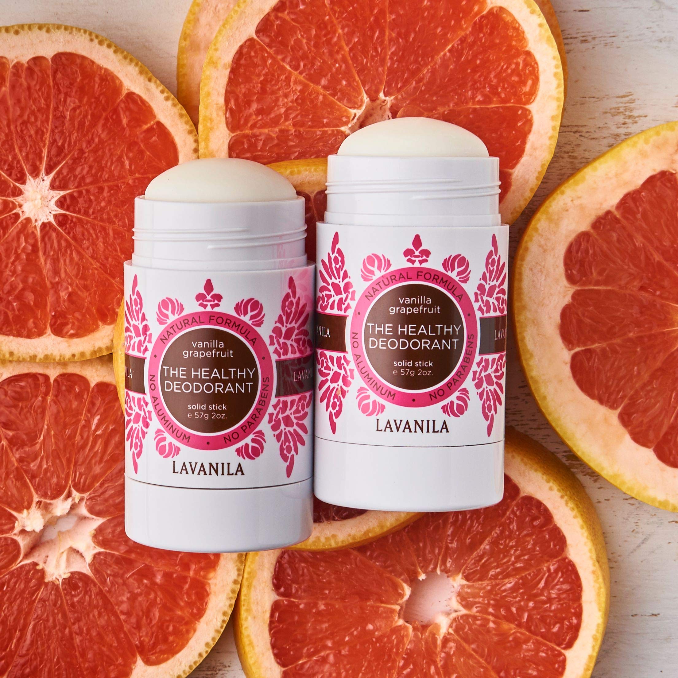 Lavanila Vanilla Grapefruit Deodorant for Women — Aluminum-Free, 2-Pack, Made in USA, Vegan