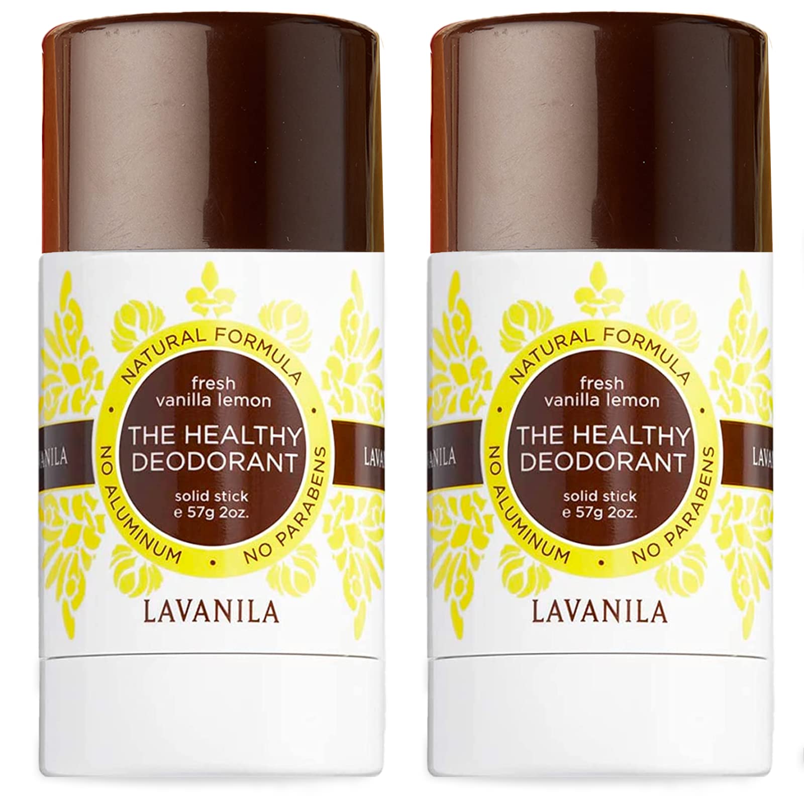 Lavanila Vanilla Lemon Deodorant for Women – 2-Pack, Aluminum-Free, Made in USA, Vegan