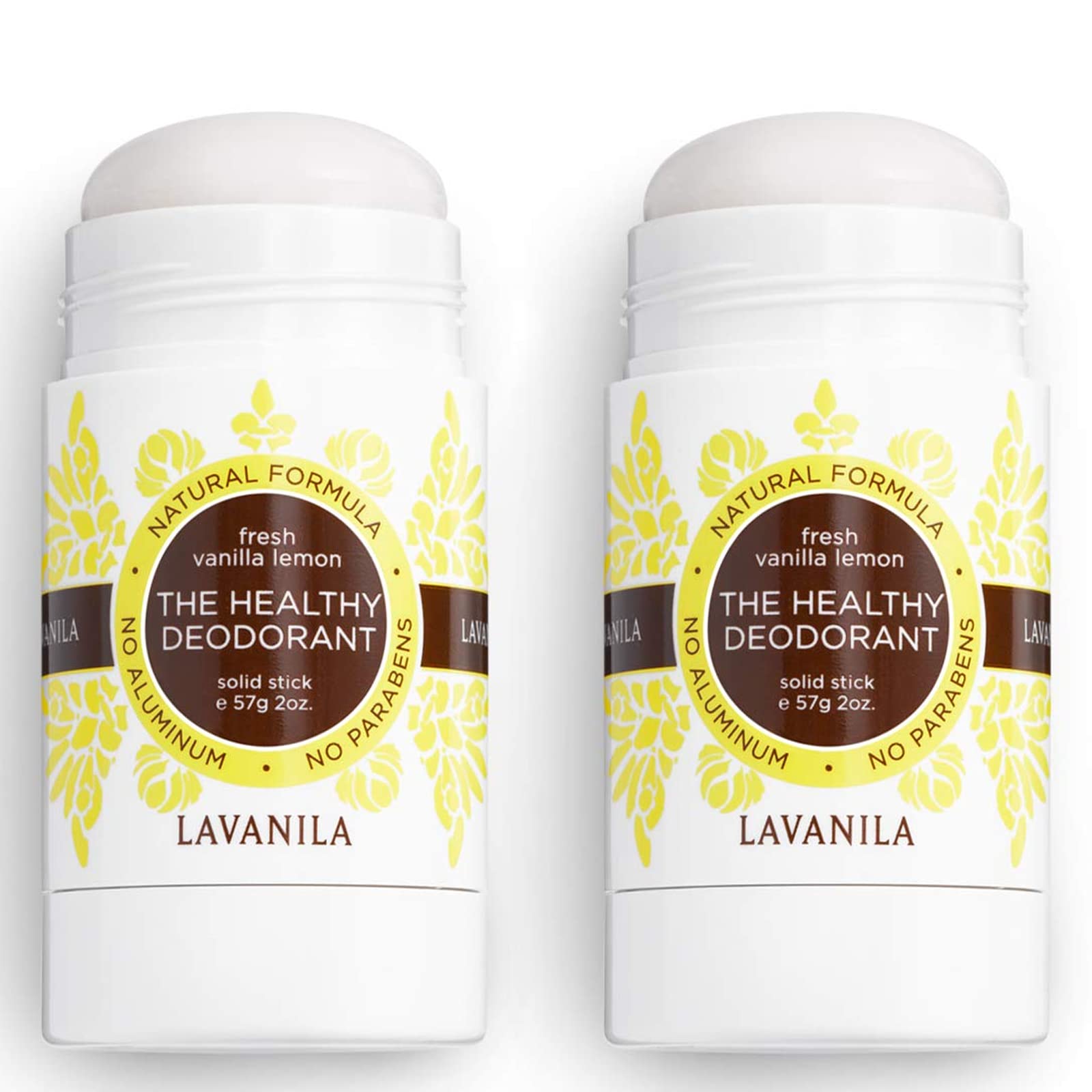 Lavanila Vanilla Lemon Deodorant for Women – 2-Pack, Aluminum-Free, Made in USA, Vegan