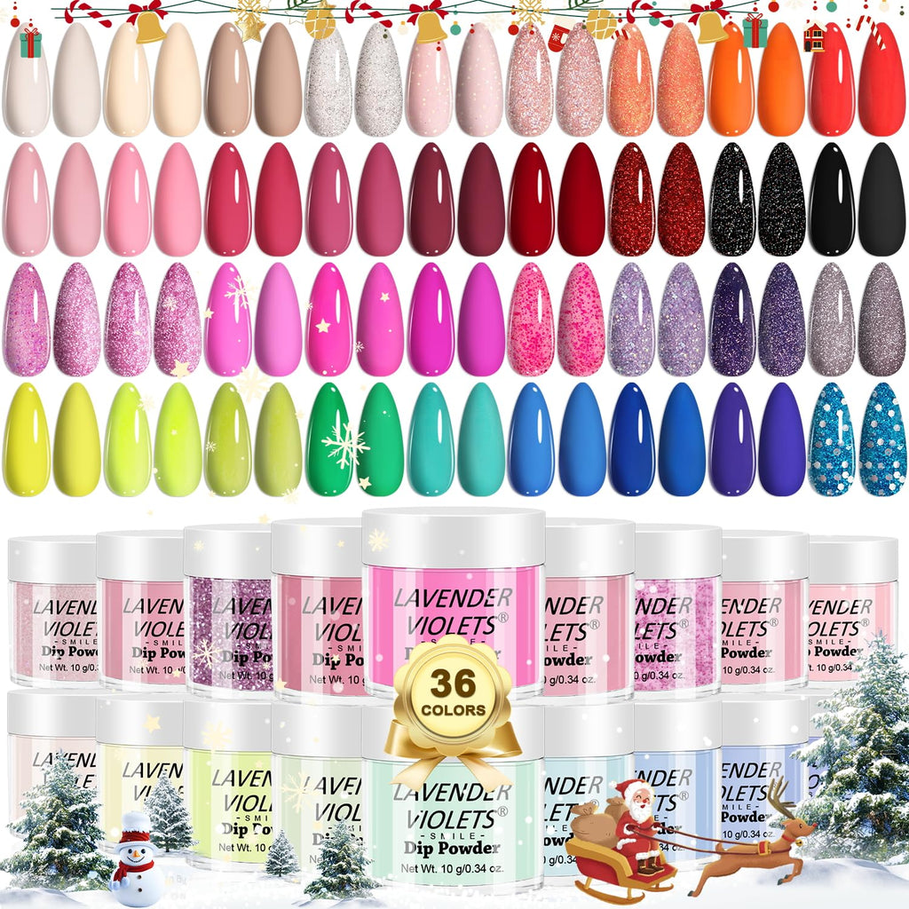 Lavender Violets 36 Colors Dip Powder Nail Kit – Quick Drying, No Lamp Needed, Home Salon M950