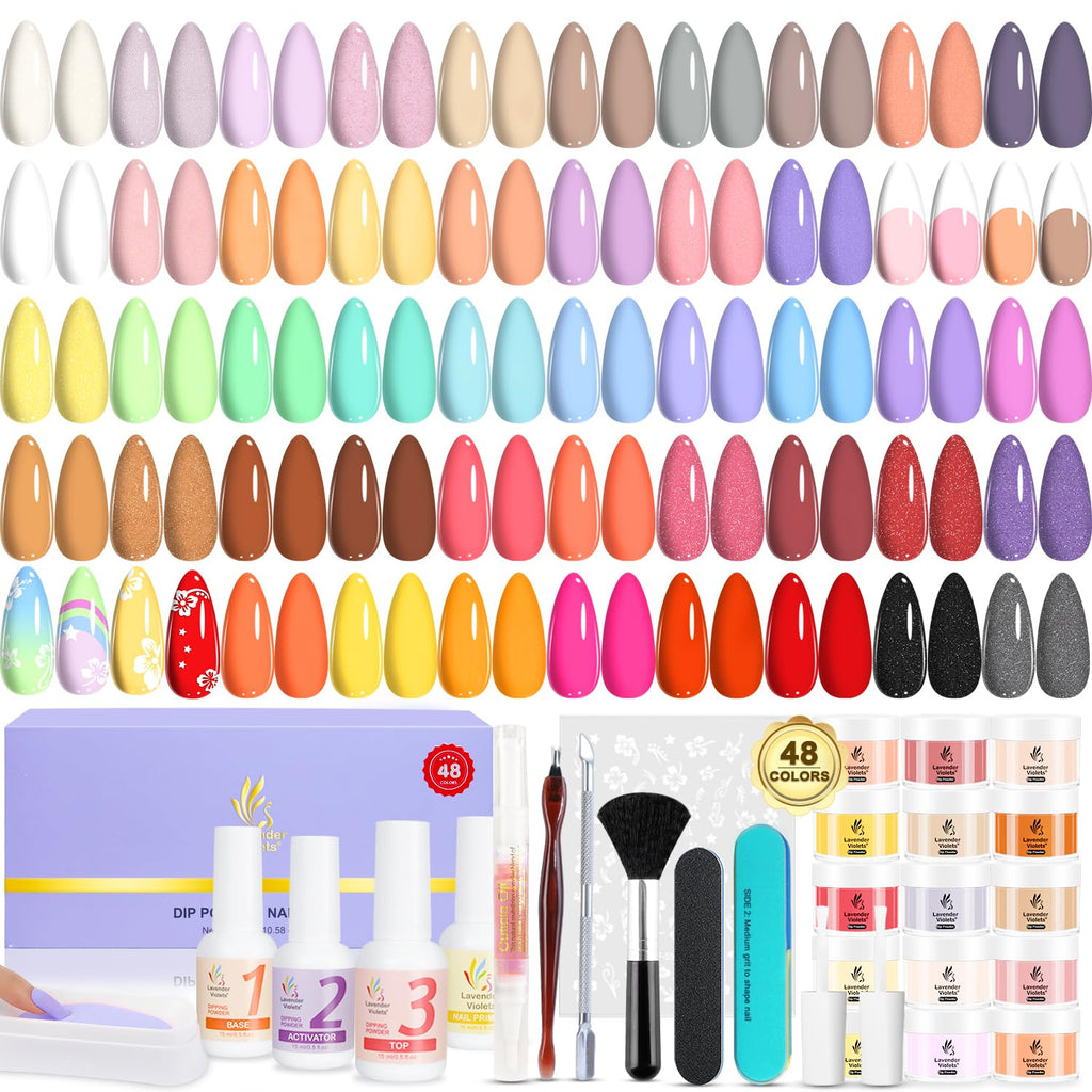 Lavender Violets Dip Powder Nail Kit Starter – 62 Pcs, 48 Colors, G902