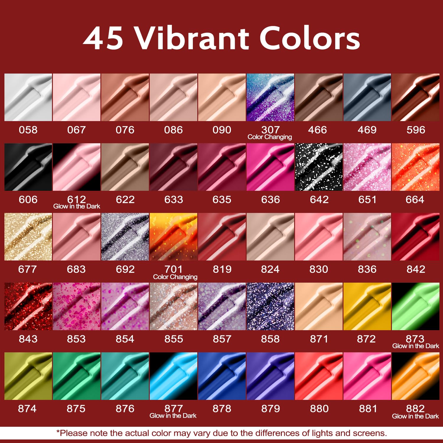 Lavender Violets 49-Piece Gel Nail Polish Set – 45 Neon & Glow Colors + Primer, Builder Base, Top Coats A950