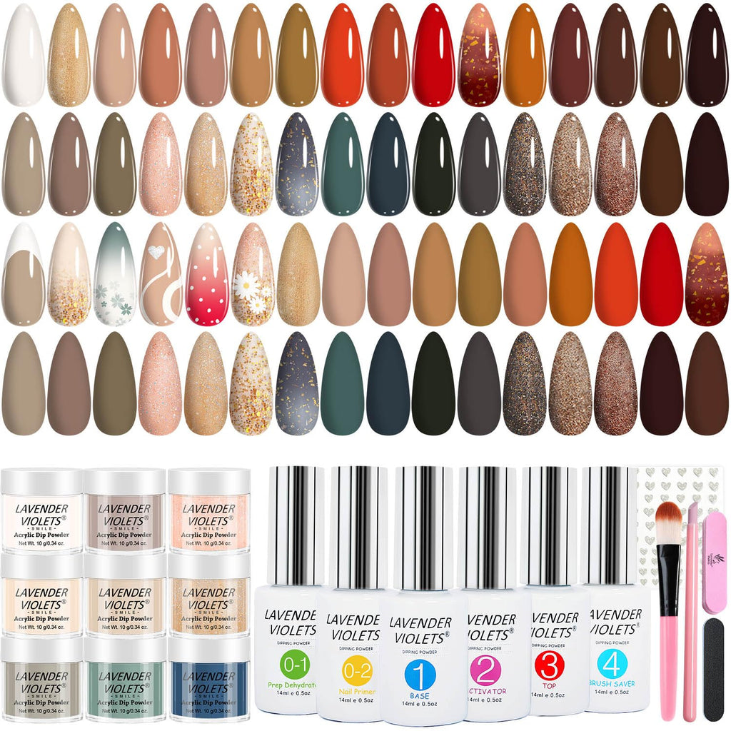 Lavender Violets 94-Piece Dip Powder Nail Kit Starter – 30 Colors, All-Season Set with Liquids & Tools | B704