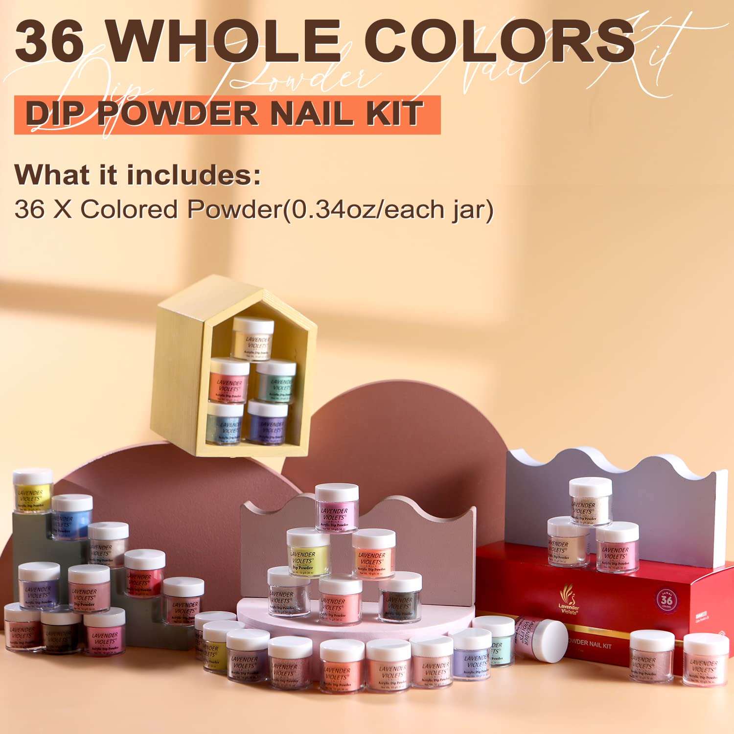 Lavender Violets 36 Colors Dip Powder Nail Kit – Quick Drying, No Lamp Needed, Home Salon M950