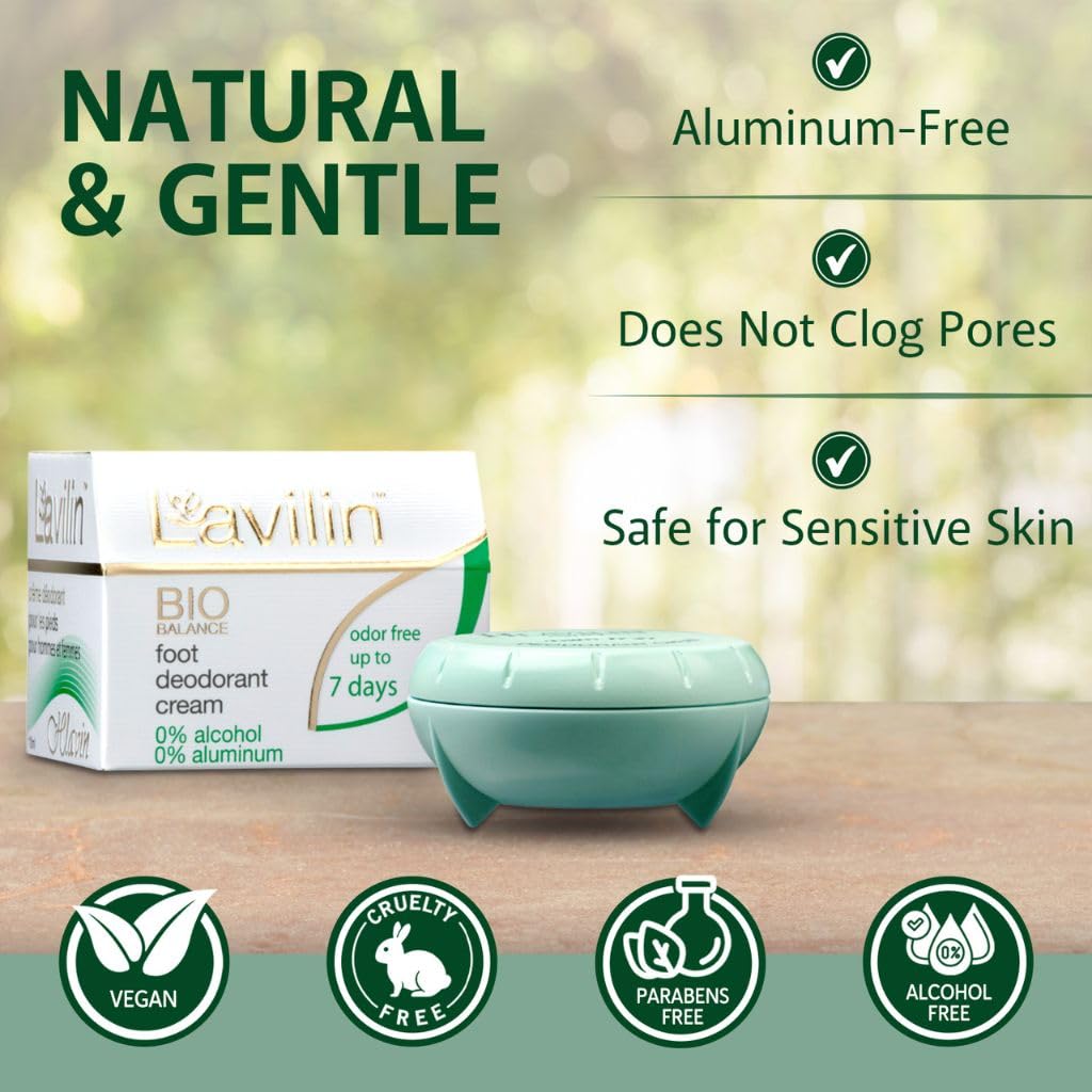 Lavilin Foot Deodorant Cream – 7 Days Odor Control, Aluminum-Free (12.5g)