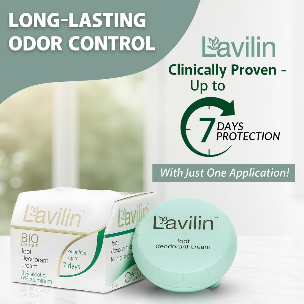Lavilin Foot Deodorant Cream – 7 Days Odor Control, Aluminum-Free (12.5g)