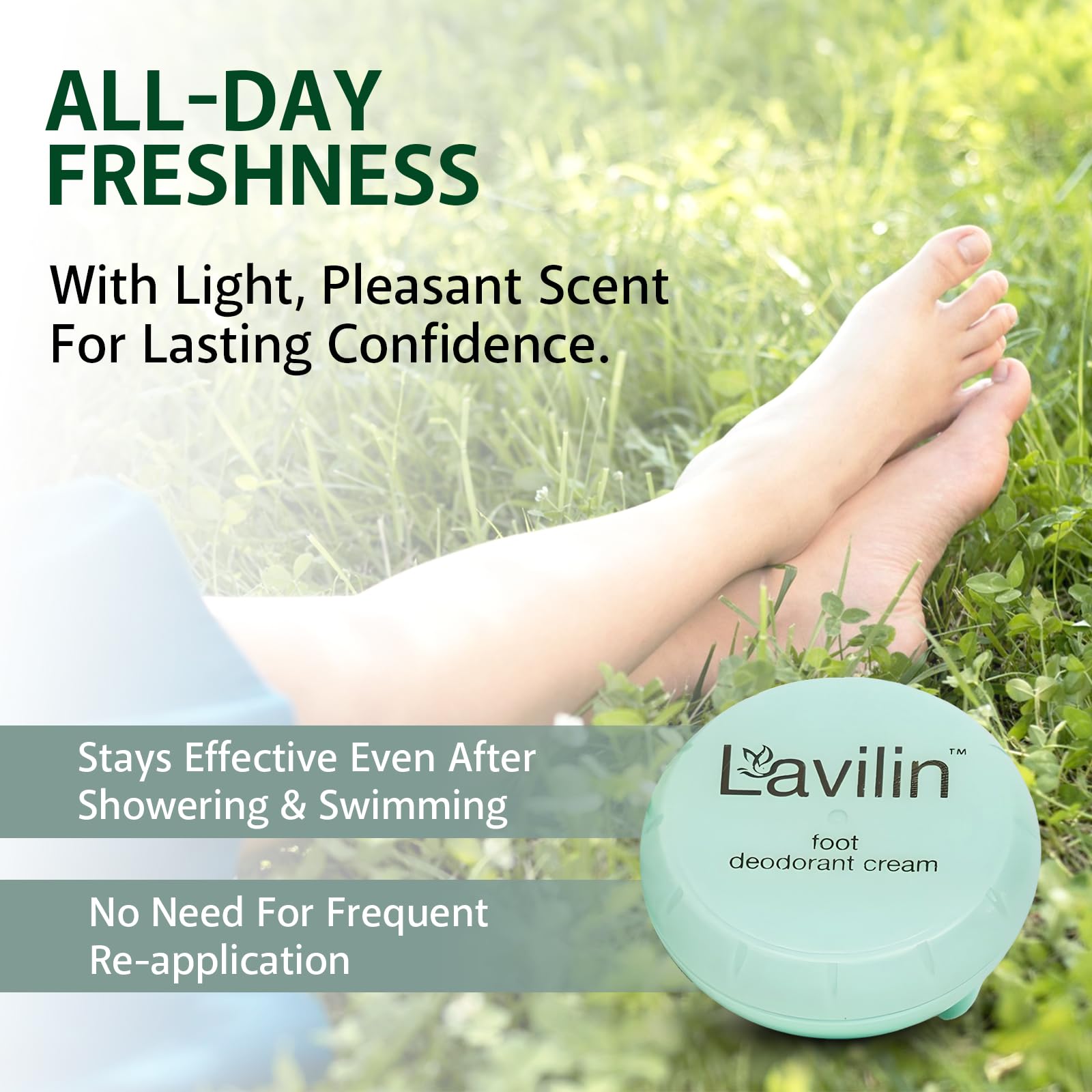 Lavilin Foot Deodorant Cream – 7 Days Odor Control, Aluminum-Free (12.5g)