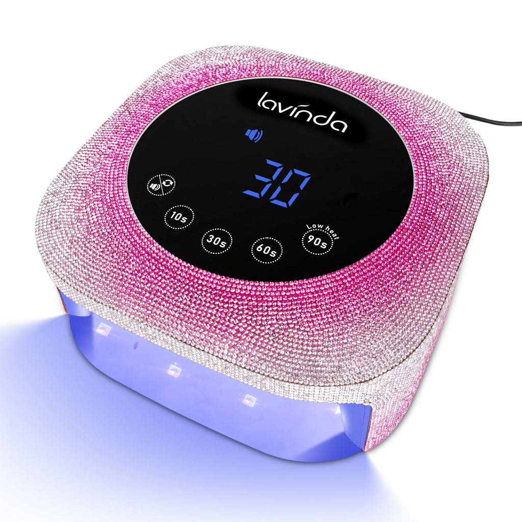 Lavinda UV Nail Lamp 54W – Dual-Wavelength Gel Curing with Rhinestones (Gradient Pink)