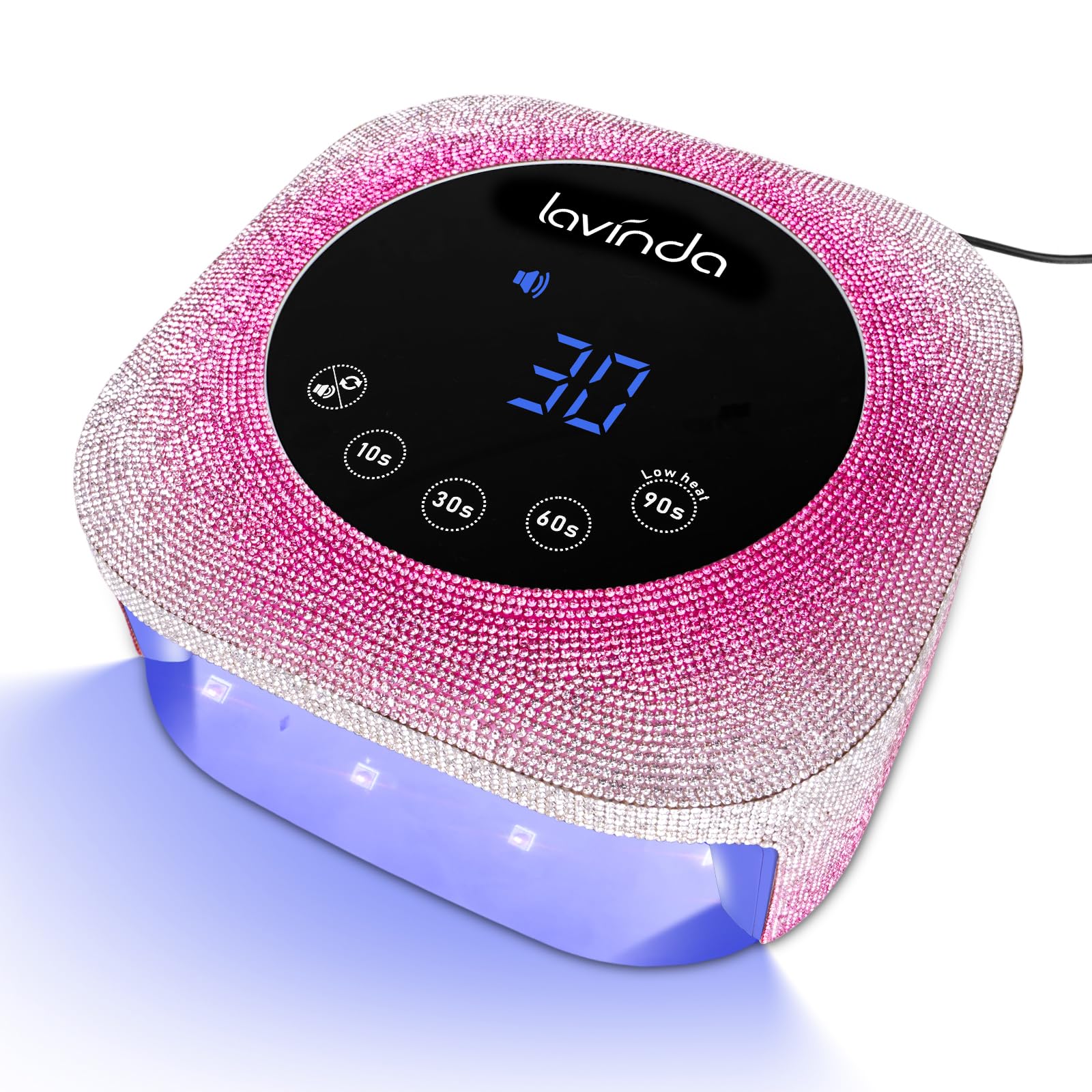 Lavinda UV Nail Lamp 54W – Dual-Wavelength Gel Curing with Rhinestones (Gradient Pink)
