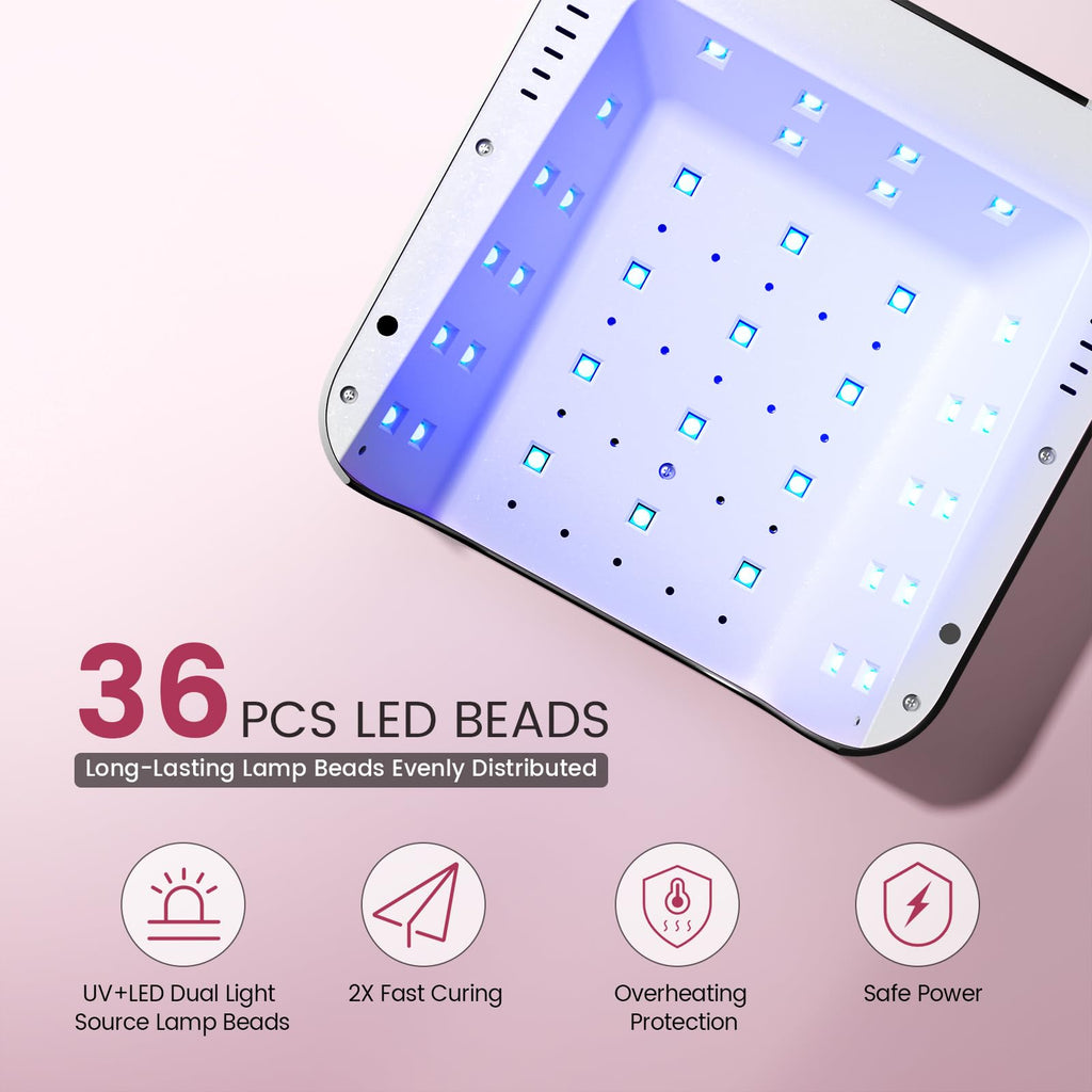 Lavinda NovaGlow Black UV Nail Lamp – 36 LED, 2x Faster Gel Curing, Type-C Recharge