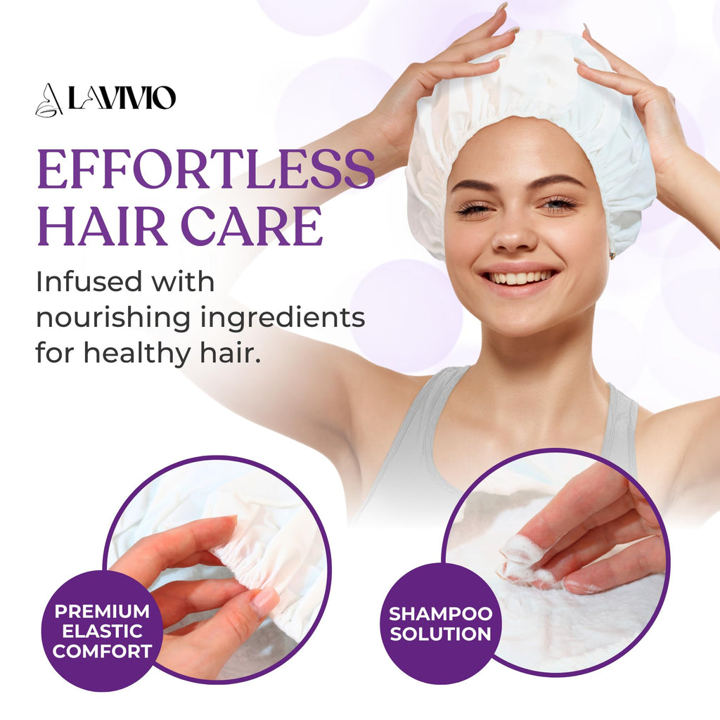 LAVIVIO No Rinse Shampoo Caps – Waterless Hair Washing for Bedridden, Elderly & Hospital Use | Aloe Vera & Vitamins – 6 Pack