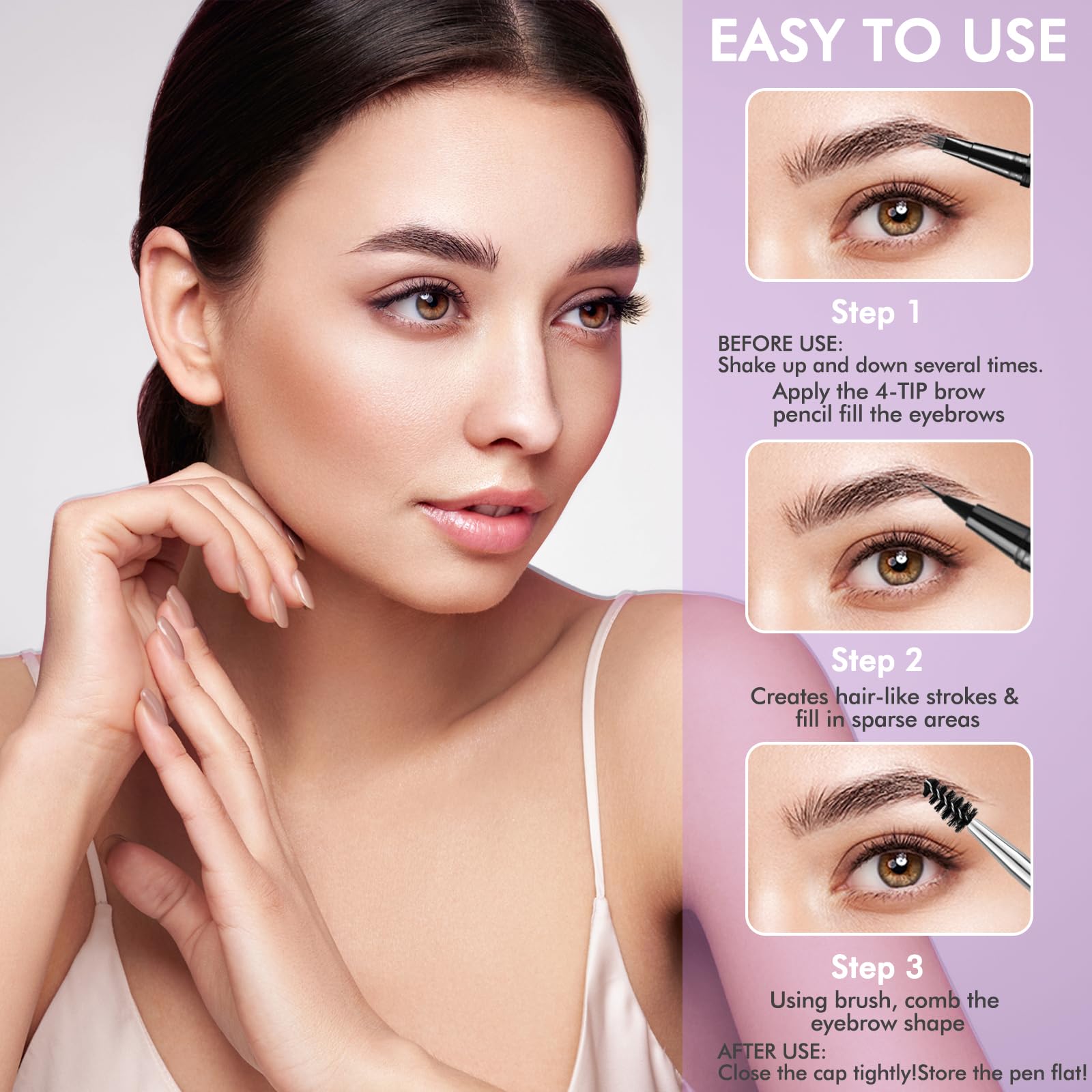 LAVONE Eyebrow Pencil 2-in-1 Waterproof Pen – 3-Tip Microblade, Ultra-Precise Brow (Blonde)