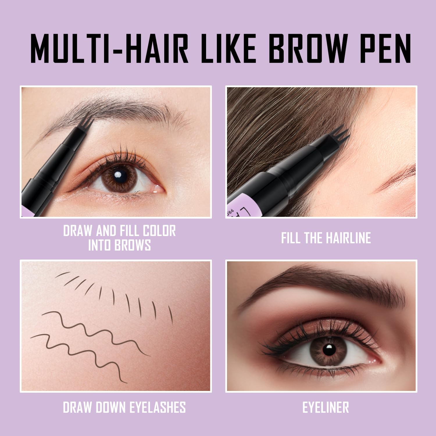 LAVONE Eyebrow Pencil 2-In-1 Waterproof Microblade – Taupe, Ultra-Precise 3-Tip Pen