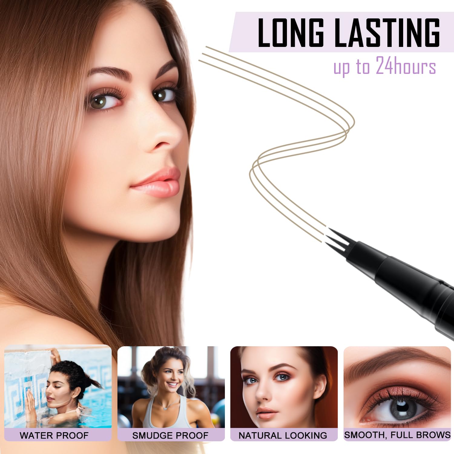 LAVONE Eyebrow Pencil 2-in-1 Waterproof Pen – 3-Tip Microblade, Ultra-Precise Brow (Blonde)