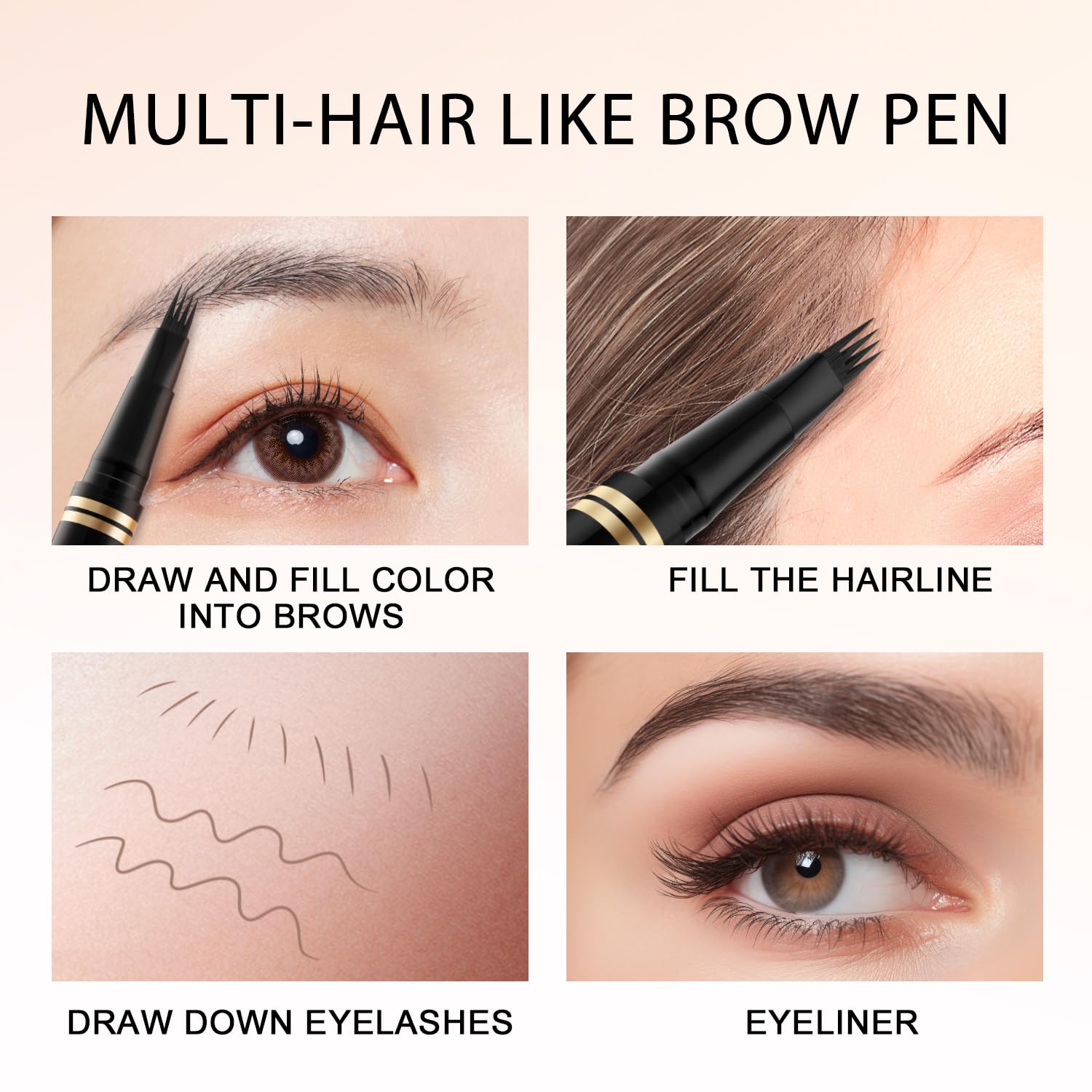 LAVONE 2-in-1 Eyebrow Pen | Waterproof Microblading Brow Pencil, Black