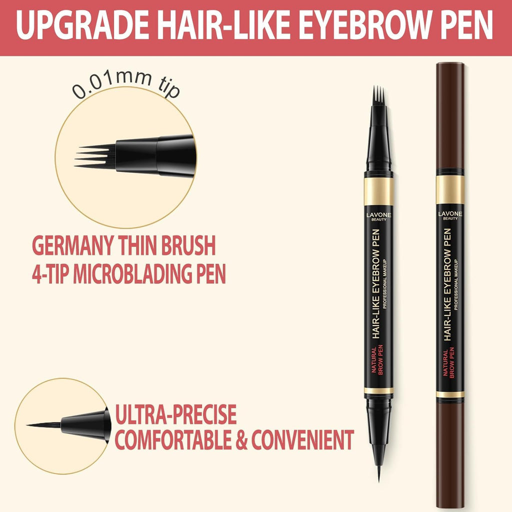 LAVONE Eyebrow Pencil Kit — Waterproof Microblading Pen, Gel & Eyeliner