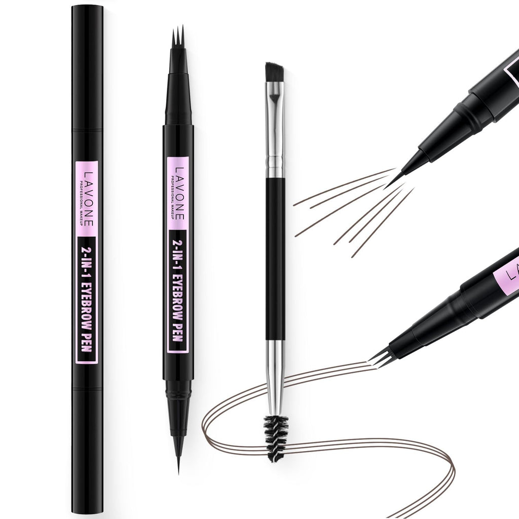 LAVONE Eyebrow Pencil 2-in-1 Waterproof Pen — 3-Tip Microblade & Ultra-Precise