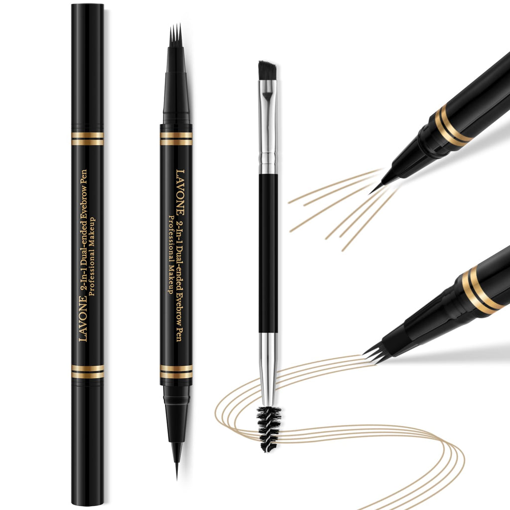LAVONE 2-in-1 Waterproof Eyebrow Pen – Microblade & Ultra-Precise Pencil (Blonde)