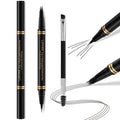 LAVONE 2-in-1 Microblading Eyebrow Pen - Waterproof, Ultra-Precise 4-Tip Pencil (Dark Grey)