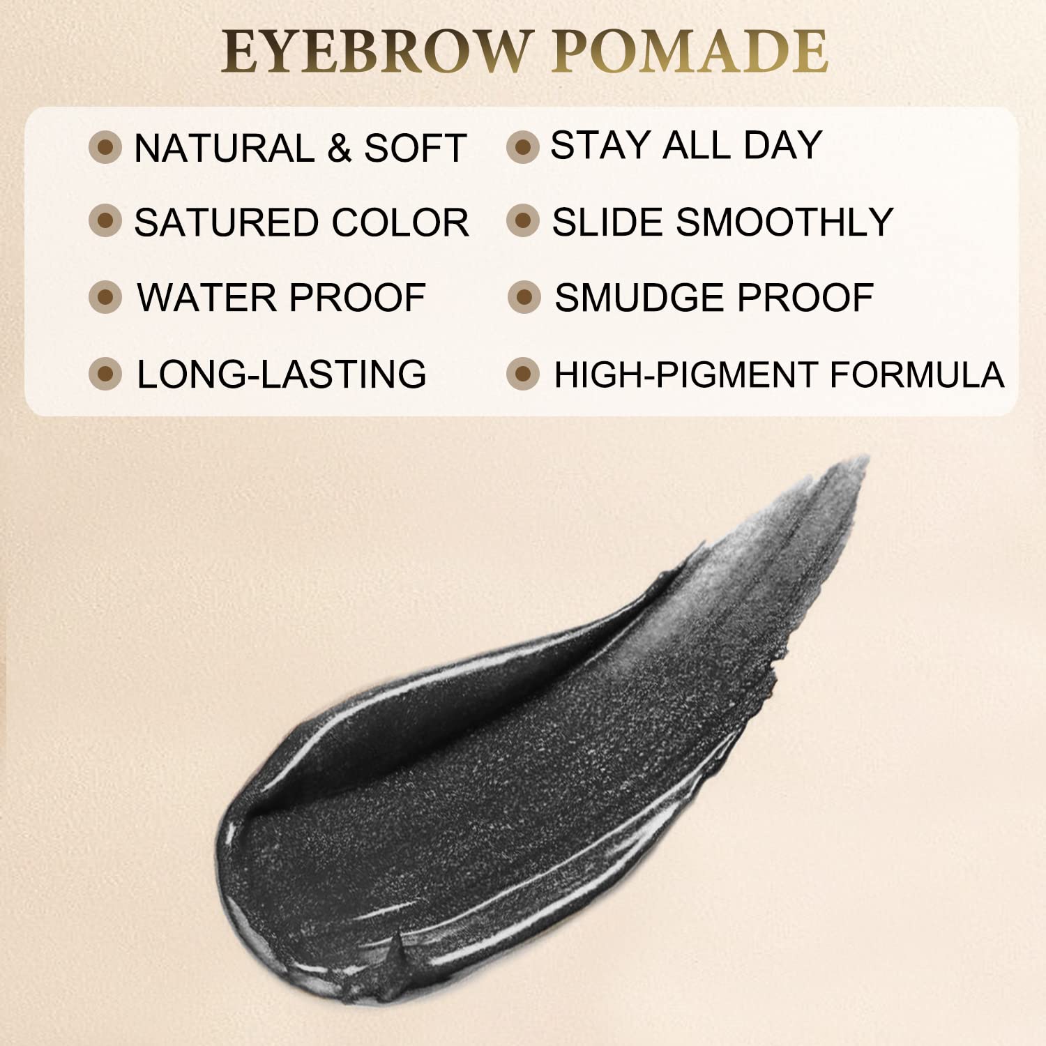 LAVONE Eyebrow Stamp Pencil Kit – Waterproof Brow Pencil, Eyeliner, Pomade & Brush (Ash Black)