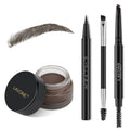 LAVONE Eyebrow Stamp Kit - Waterproof Brow Pencil, Eyeliner, Pomade & Dual Brush (Black Brown)