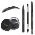 LAVONE Eyebrow Stamp Pencil Kit – Waterproof Brow Pencil, Eyeliner, Pomade & Brush (Ash Black)
