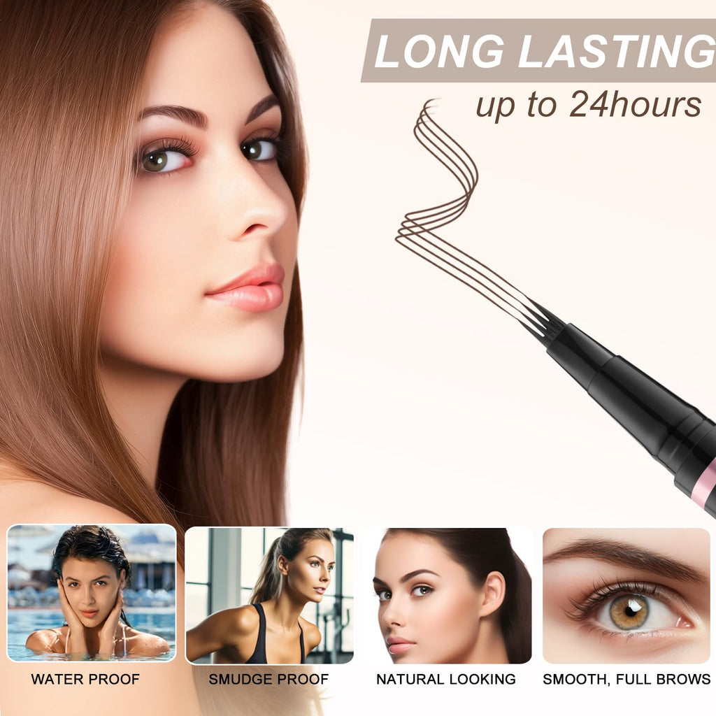 LAVONE Eyebrow Pencil Makeup Kit – 2-in-1 Waterproof Brow Pen, Pomade & Eyeliner (Brunette)