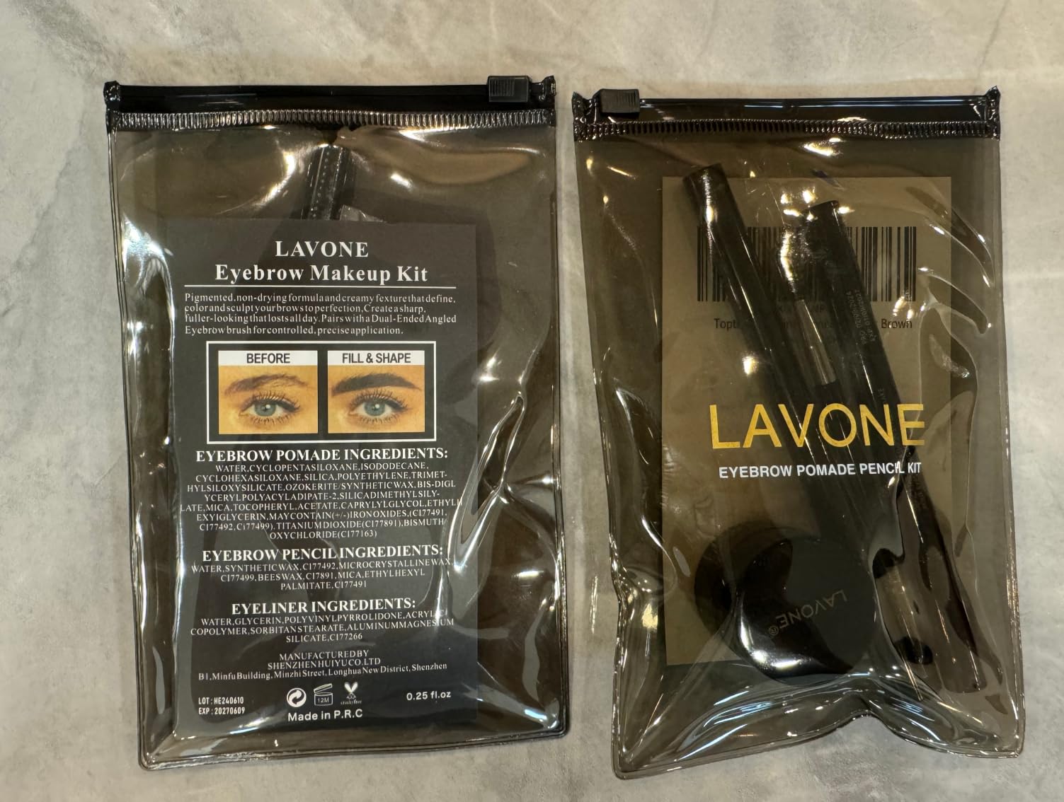 LAVONE Eyebrow Stamp Pencil Kit | Waterproof Brow Pencil, Eyeliner & Pomade – Dark Black