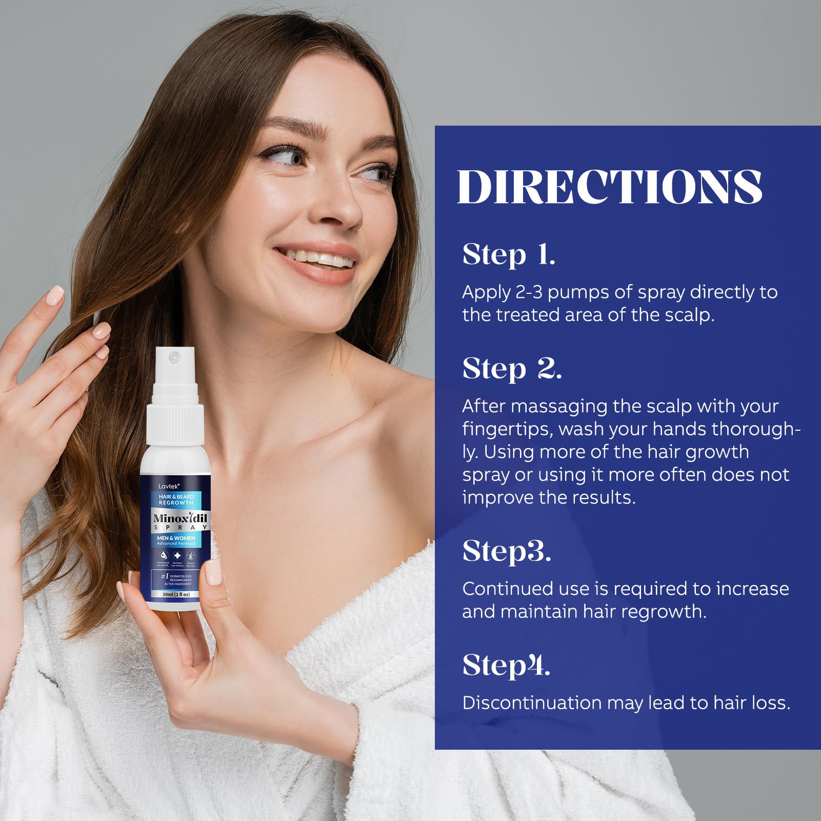 Lavtek 5% Minoxidil for Men & Women – Hair Growth Spray 2-Pack
