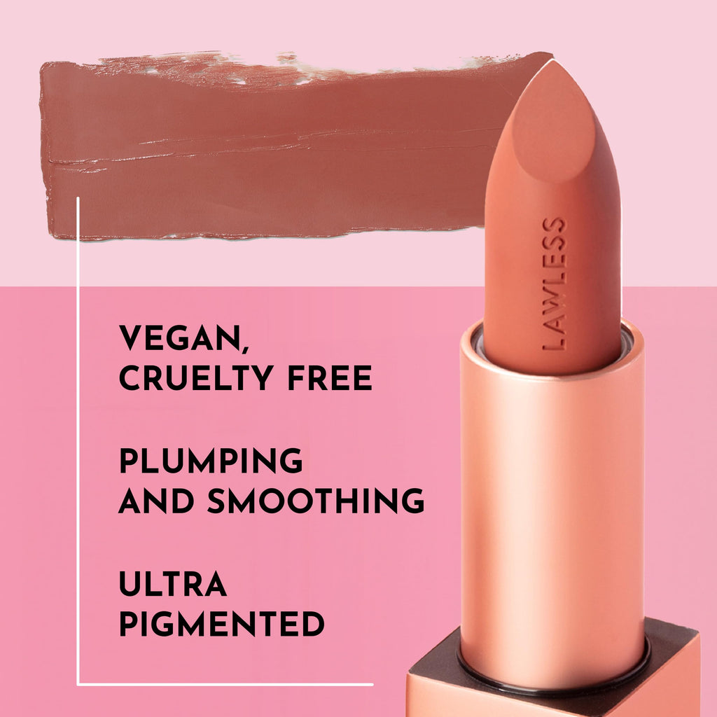 Lawless Forget the Filler Lip-Plumping Lipstick in Cookie | Satin Cream Finish