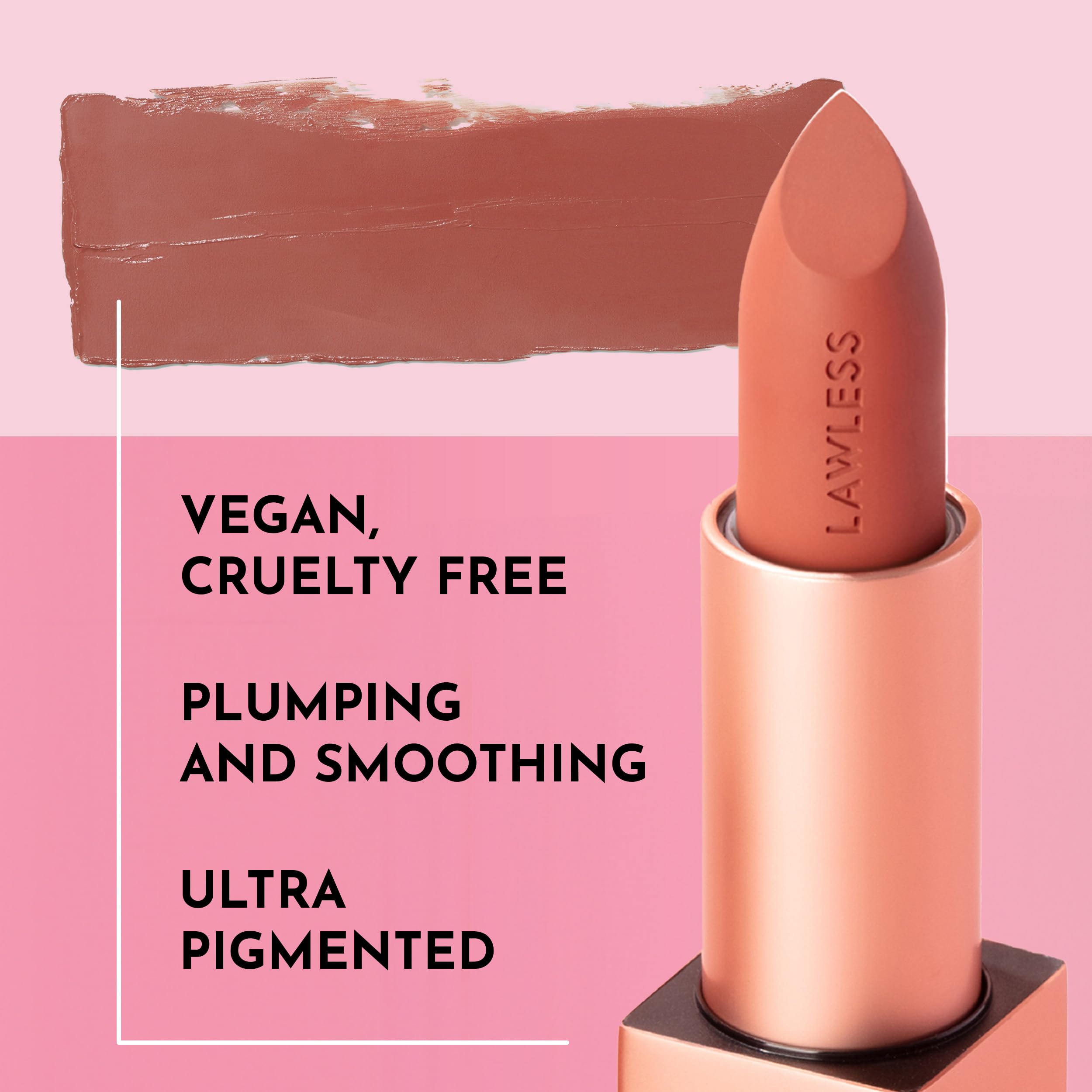 Lawless Forget the Filler Lip-Plumping Lipstick in Cookie | Satin Cream Finish