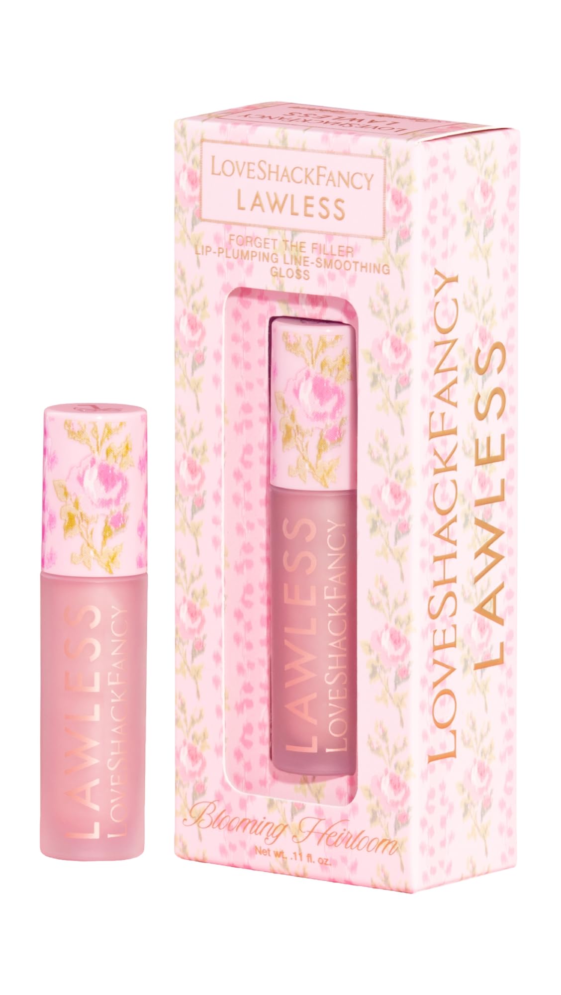 Lawless x LoveShackFancy Forget The Filler Lip Plumping Gloss – Blooming Heirloom Pink, 0.11 oz