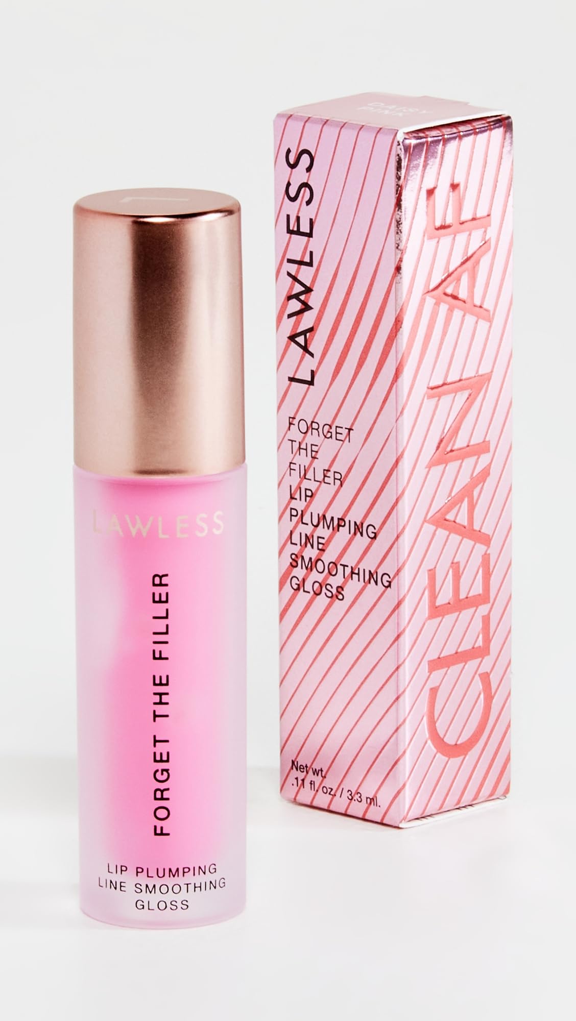 Lawless Forget the Filler Lip Plumper Line Smoothing Gloss — Daisy Pink | Premium Vegan Cruelty-Free Lip Gloss 0.11 oz