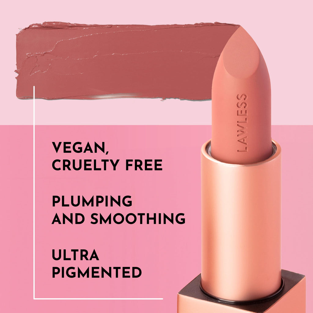 LAWLESS Forget the Filler Lip-Plumping Lipstick Tropic – Satin Cream Lipstick, 0.1 oz