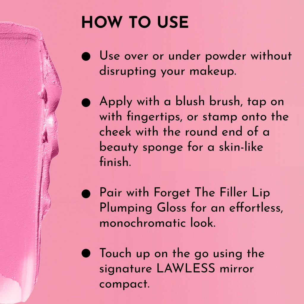 LAWLESS Pinch My Cheeks Soft-Blur Cream Blush - Gumdrop | Talc-Free, Buildable Cloud Finish