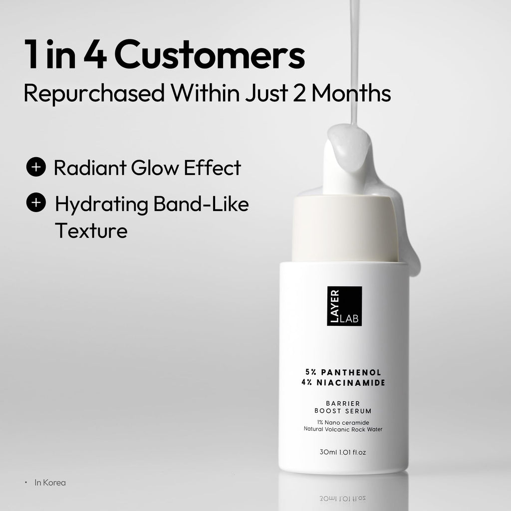 LAYERLAB Barrier Boost Serum – 5% Panthenol, 4% Niacinamide, Nano-Ceramide, Volcanic Water, 30ml