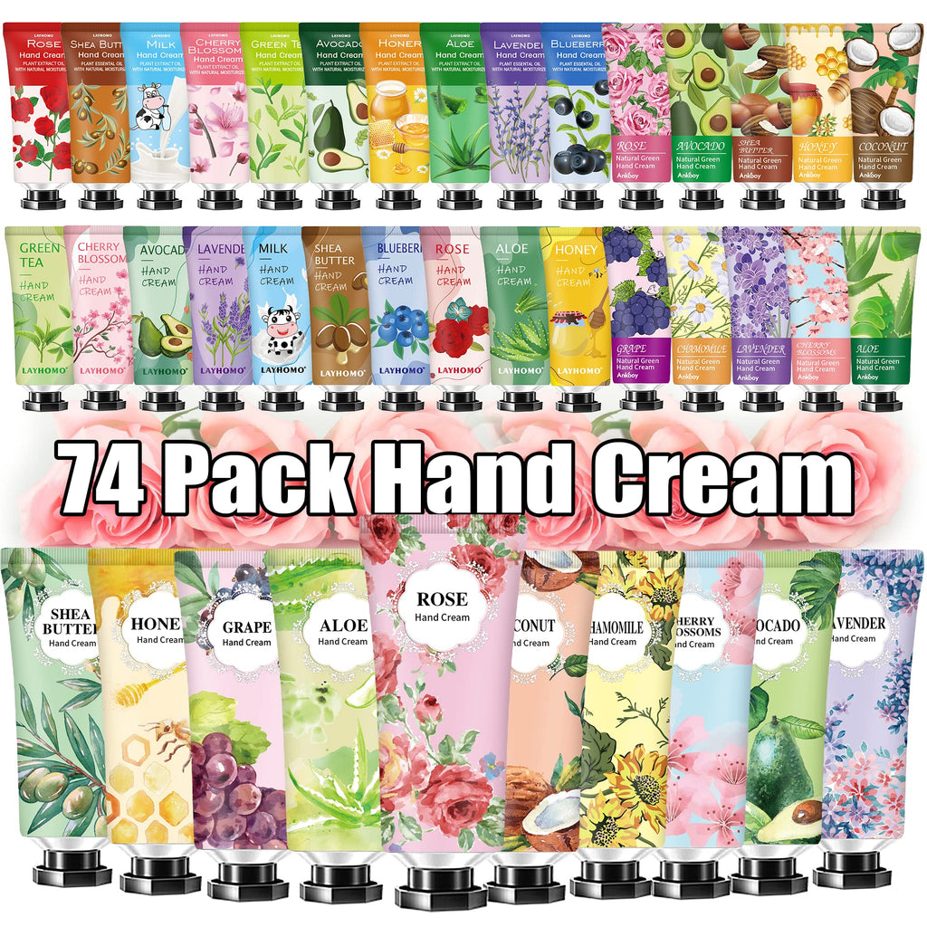 Layhomo 74-Pack Hand Cream Gift Set – Scented Travel-Size Lotions for Women & Girls